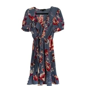 Jill Stuart Floral Midi Dress in Blue and Red